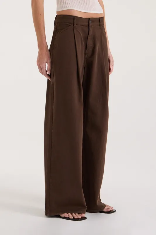 Mahogany Pleated Low-Rise Jean