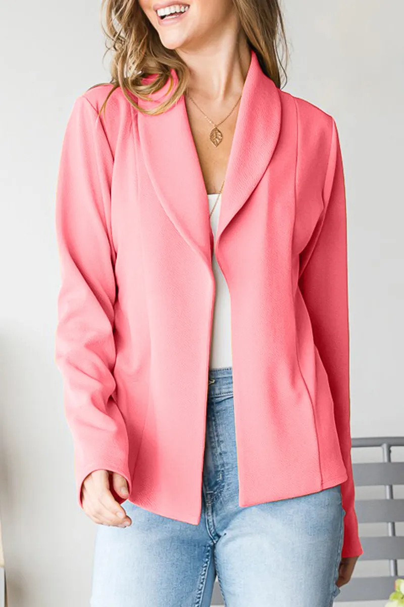 Refined Open-Front Long-Sleeve Blazer