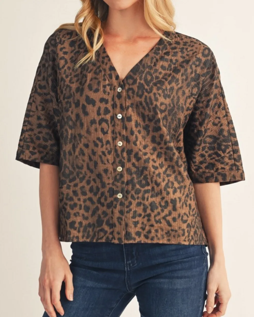 Leopard Print Button Top
