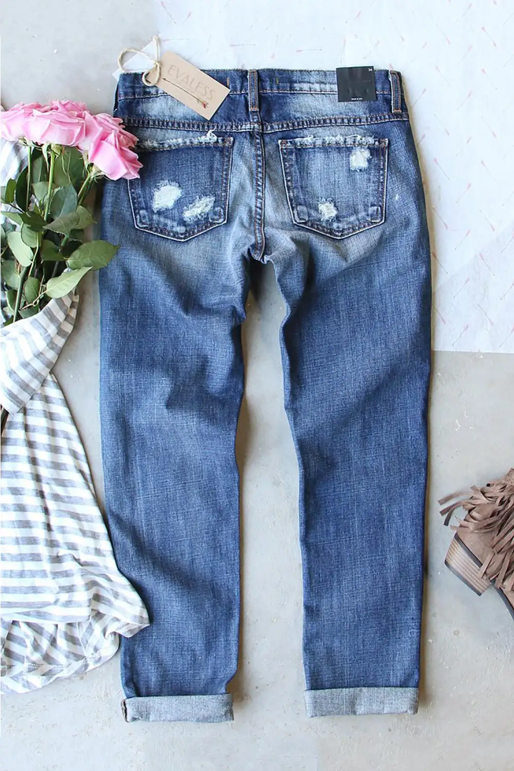 Baseball Ripped Denim Jeans