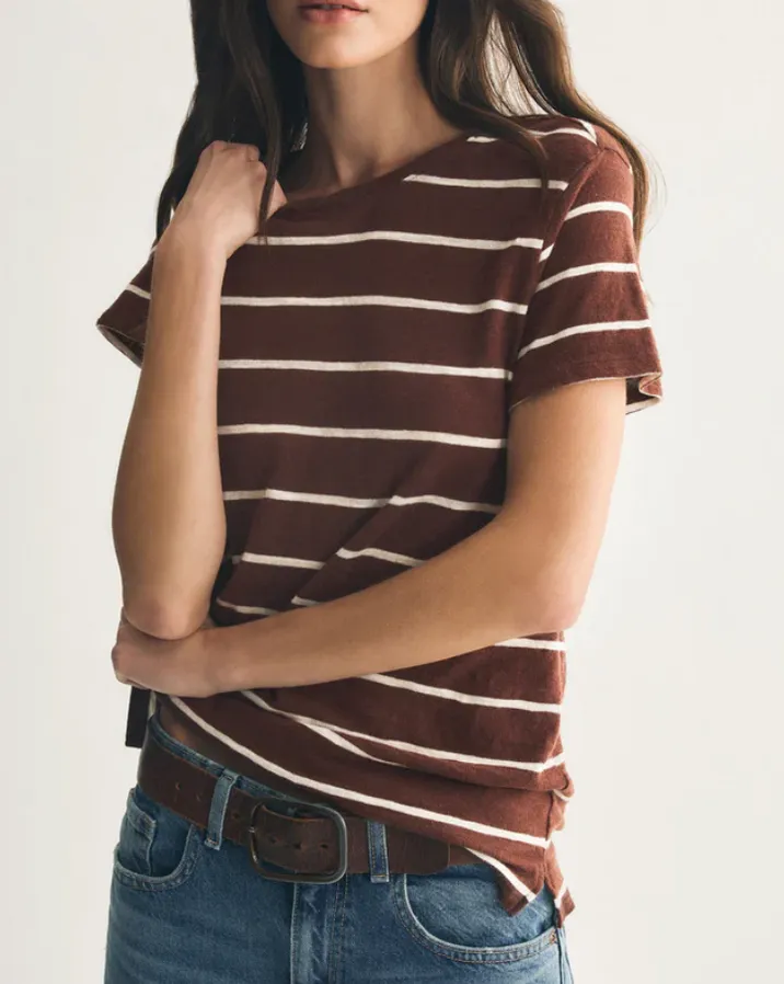 Crew Neck Striped Slub Tee