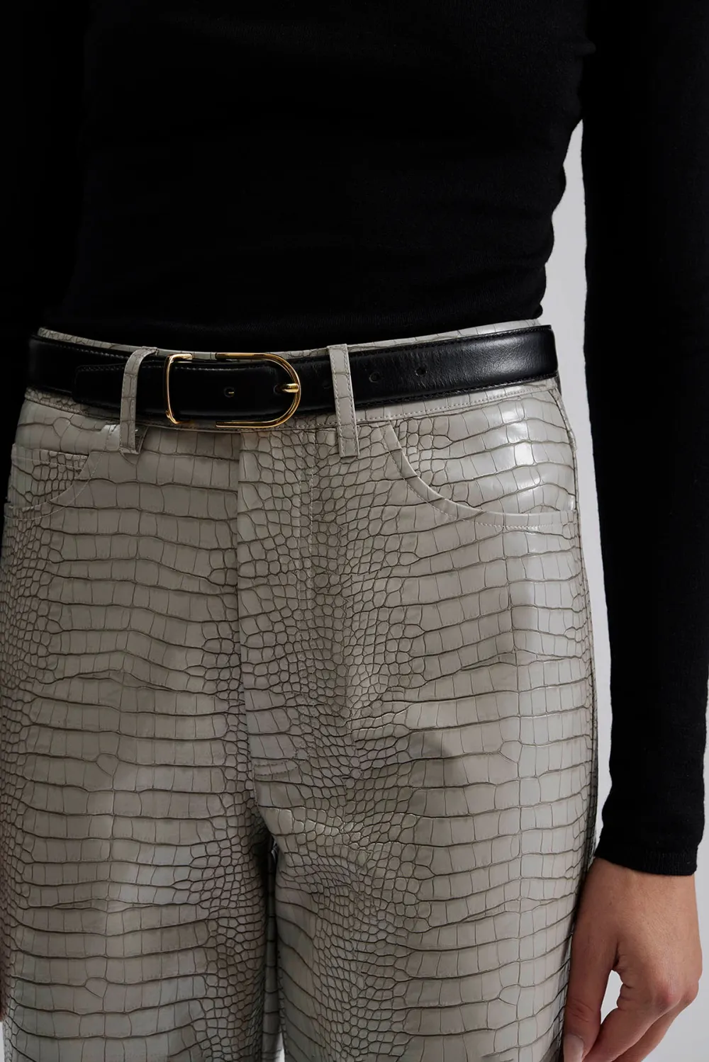 Straight Leg Metallic Trousers