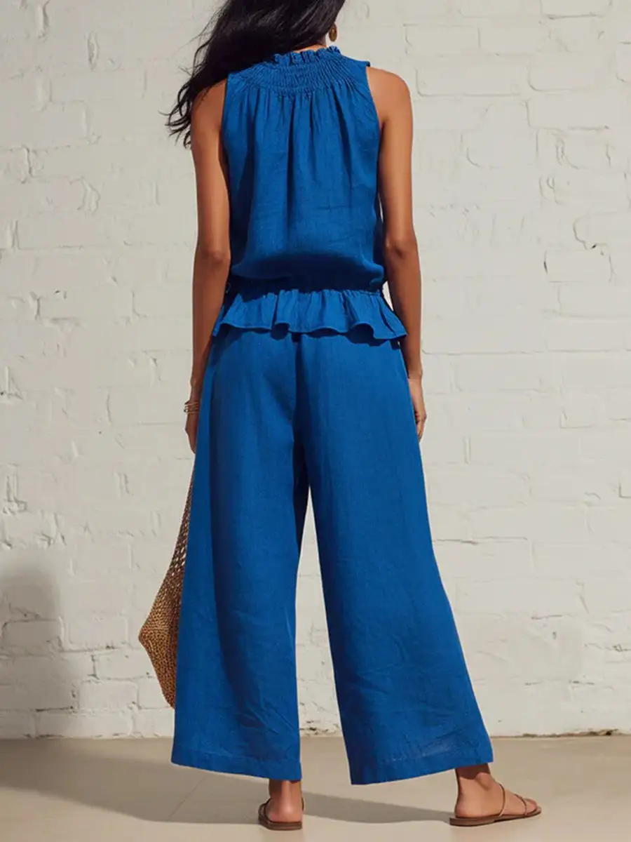 Relaxed Sleeveless Vest And Pants Set