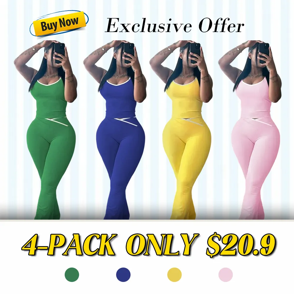 Chic Colorblock Crmon Tank &. Dlarod PanteSet