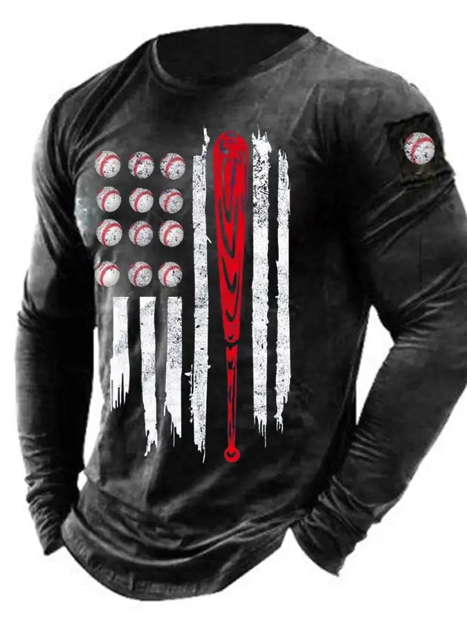 Men'S Baseball Print Long Sleeve T-Shirt