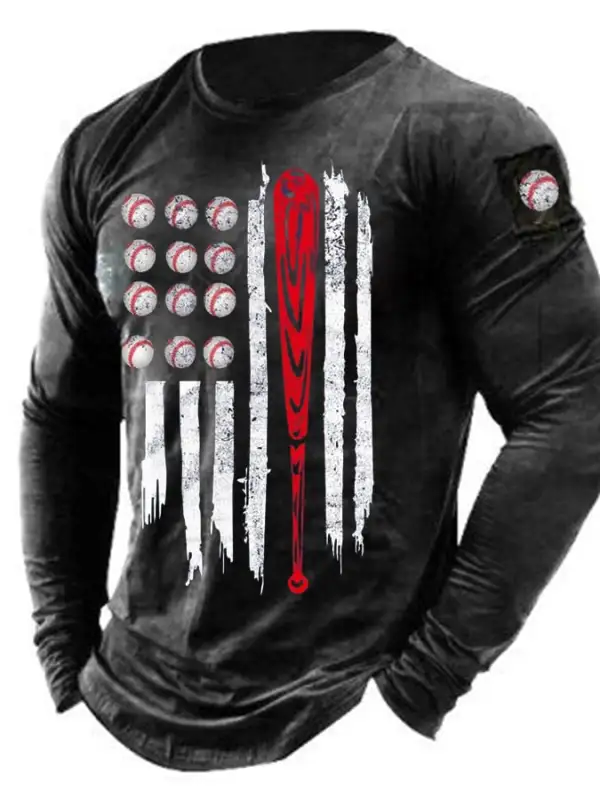 Men'S Baseball Print Long Sleeve T-Shirt