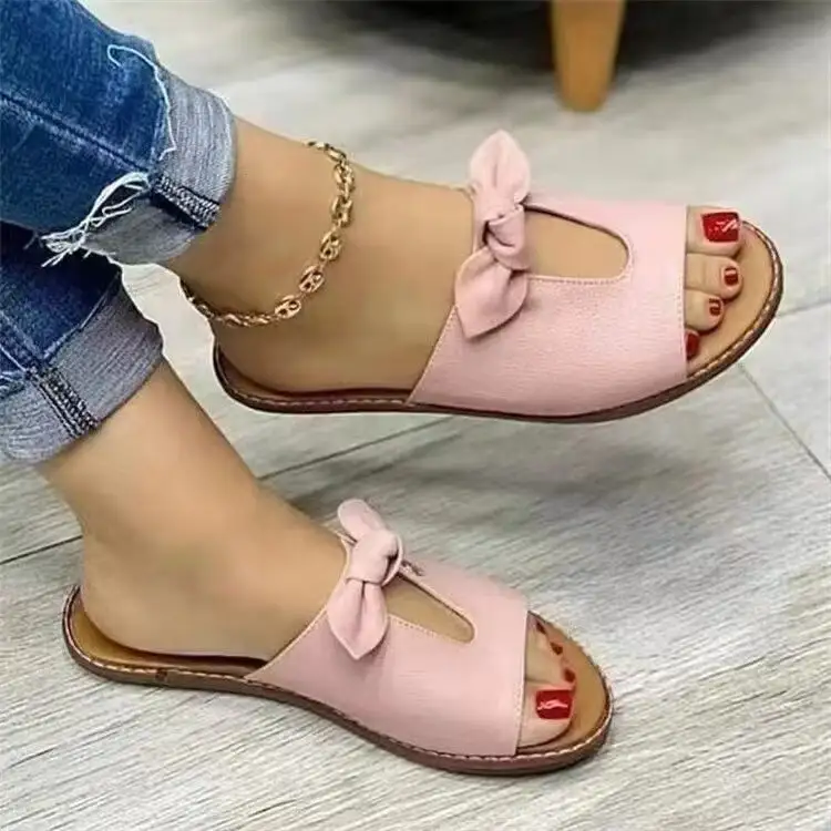 Bow Detail Slide Sandals