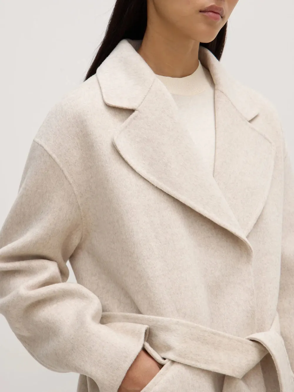 Casual Style Single Wool Coat Oat Marle
