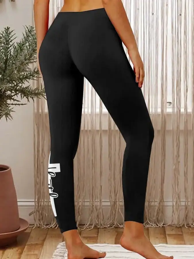 Women's Faith With Cross Printed Leggings