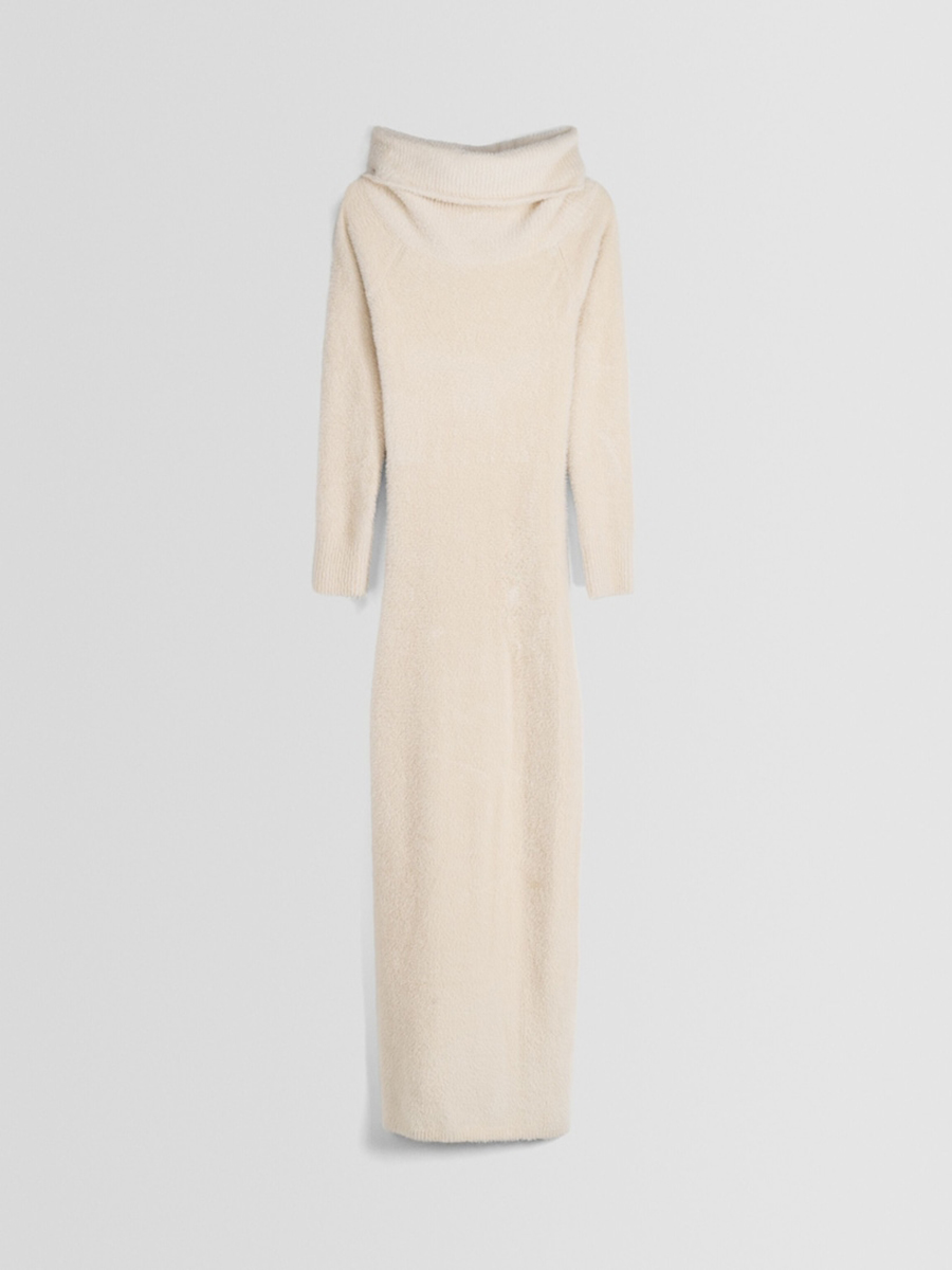 Vestido Midi Manga Larga Fuzzy