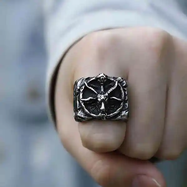Men's Satanic Goat Head Ring