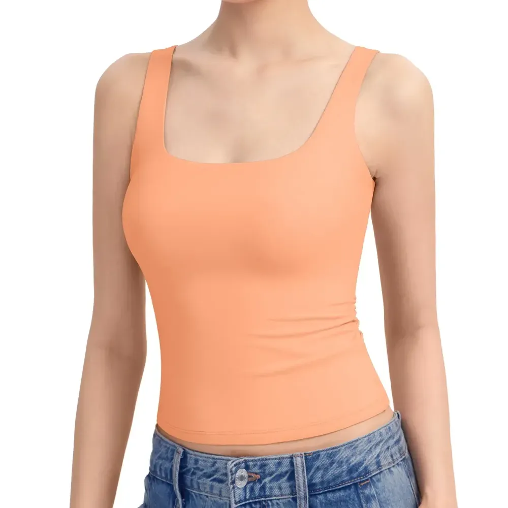 Women Square Neck Double Lined Sleeveless Tank Top
