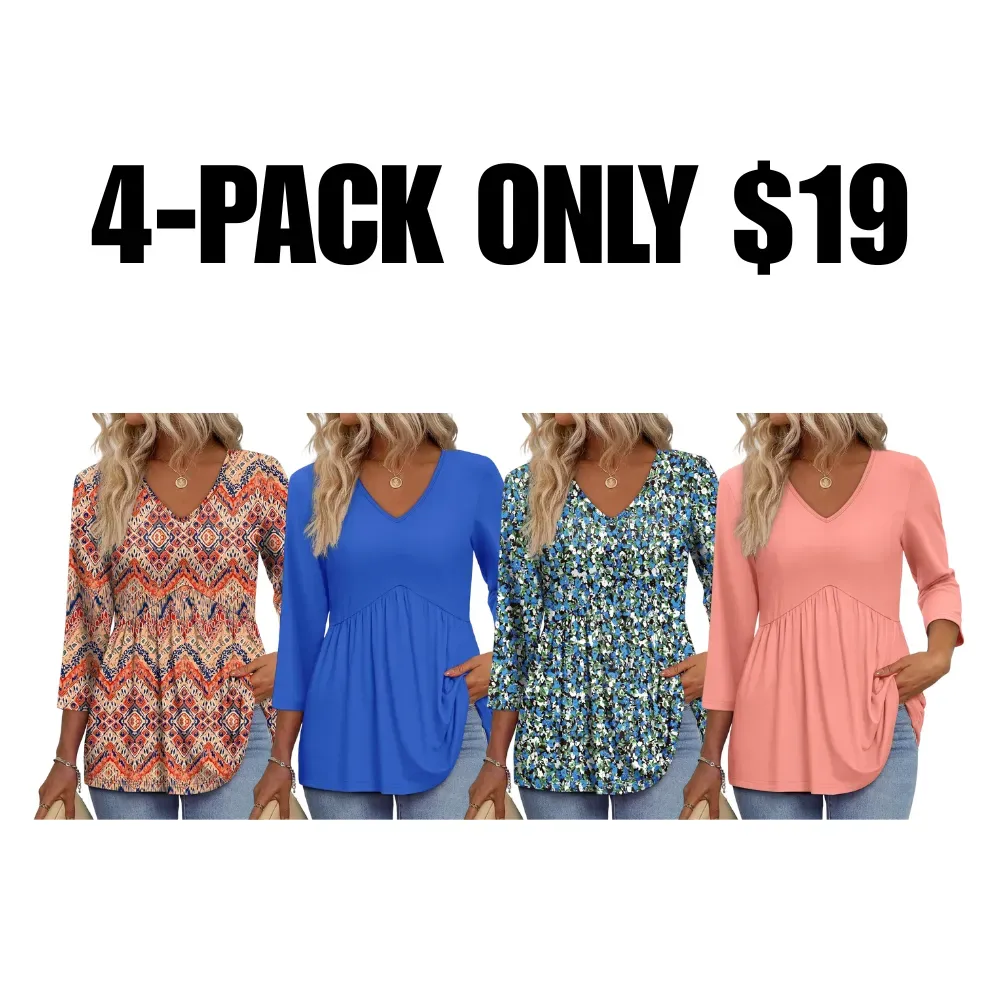 Women's Sleeve V-Neck Blouse