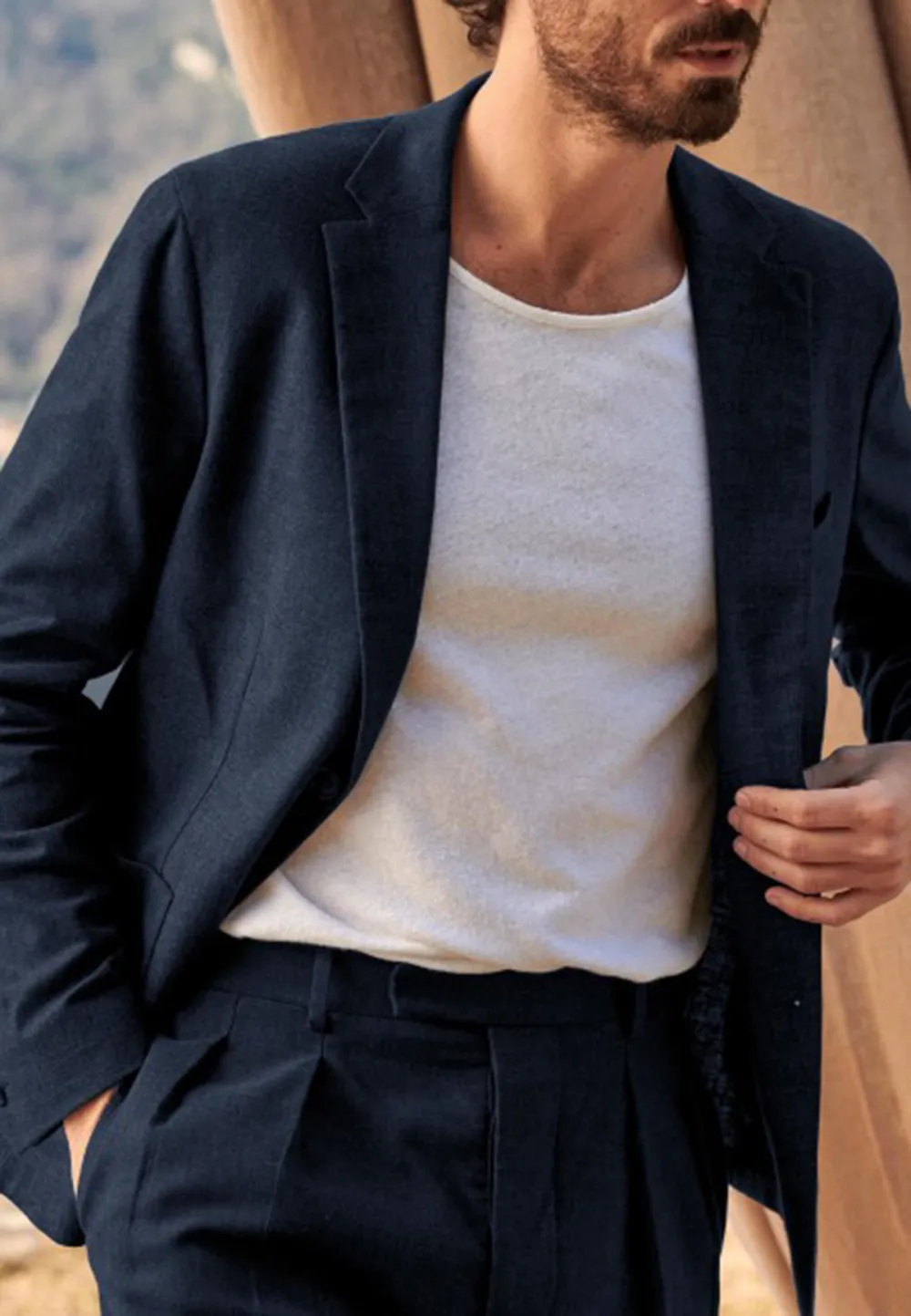 Slight Stretch Jacket-Navy