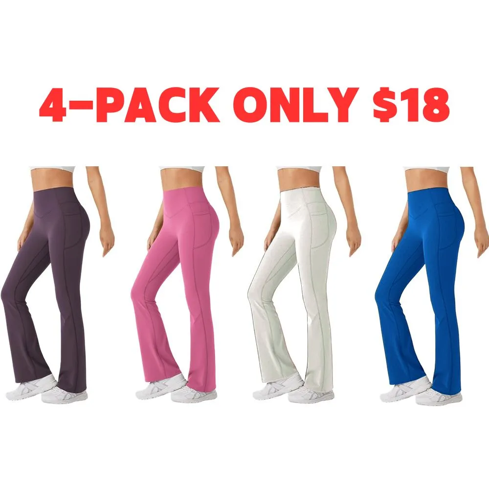 Women's UltraSculpt SoCinched High Waisted Scrunch Butt Lifting Tummy Control Pocket Shaping Yoga Bootcut Leggings