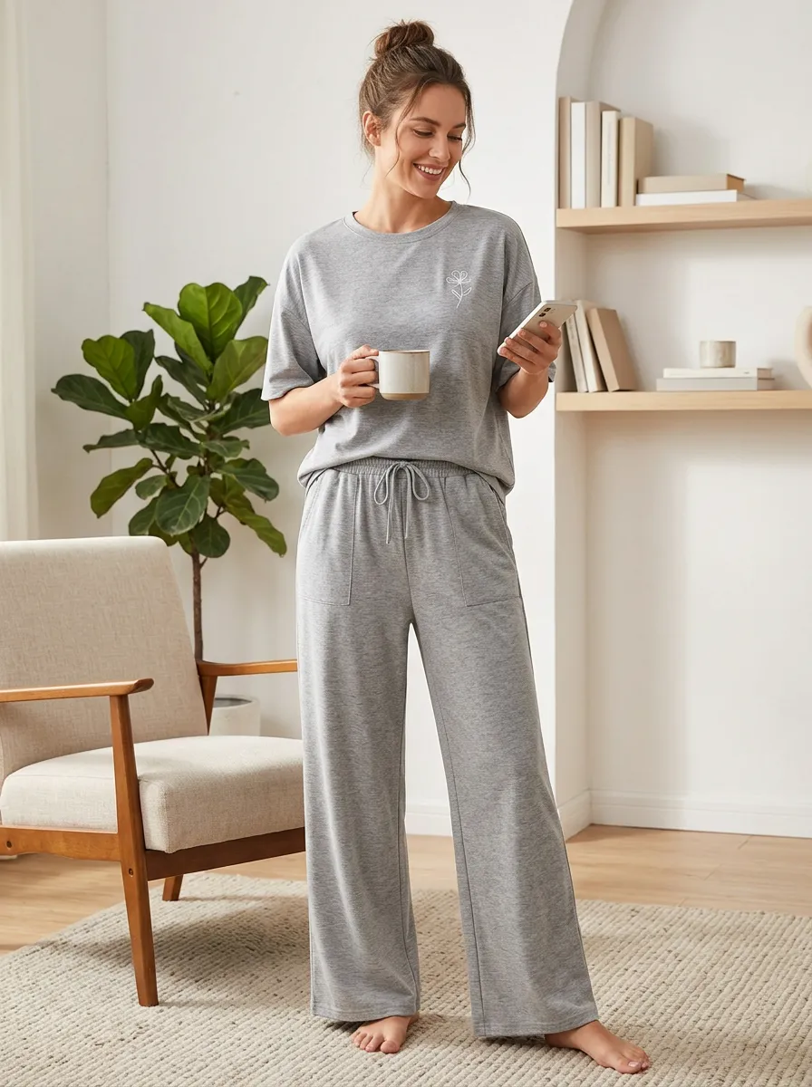 Active Floral Wide Leg Edit Women's T-Shirt and Wide Leg Lounge Set