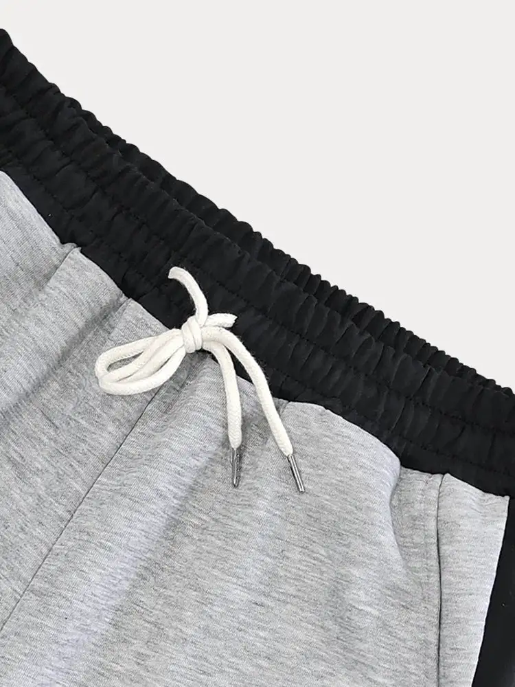Casual Contrast Color Drawstring Jogger Pants