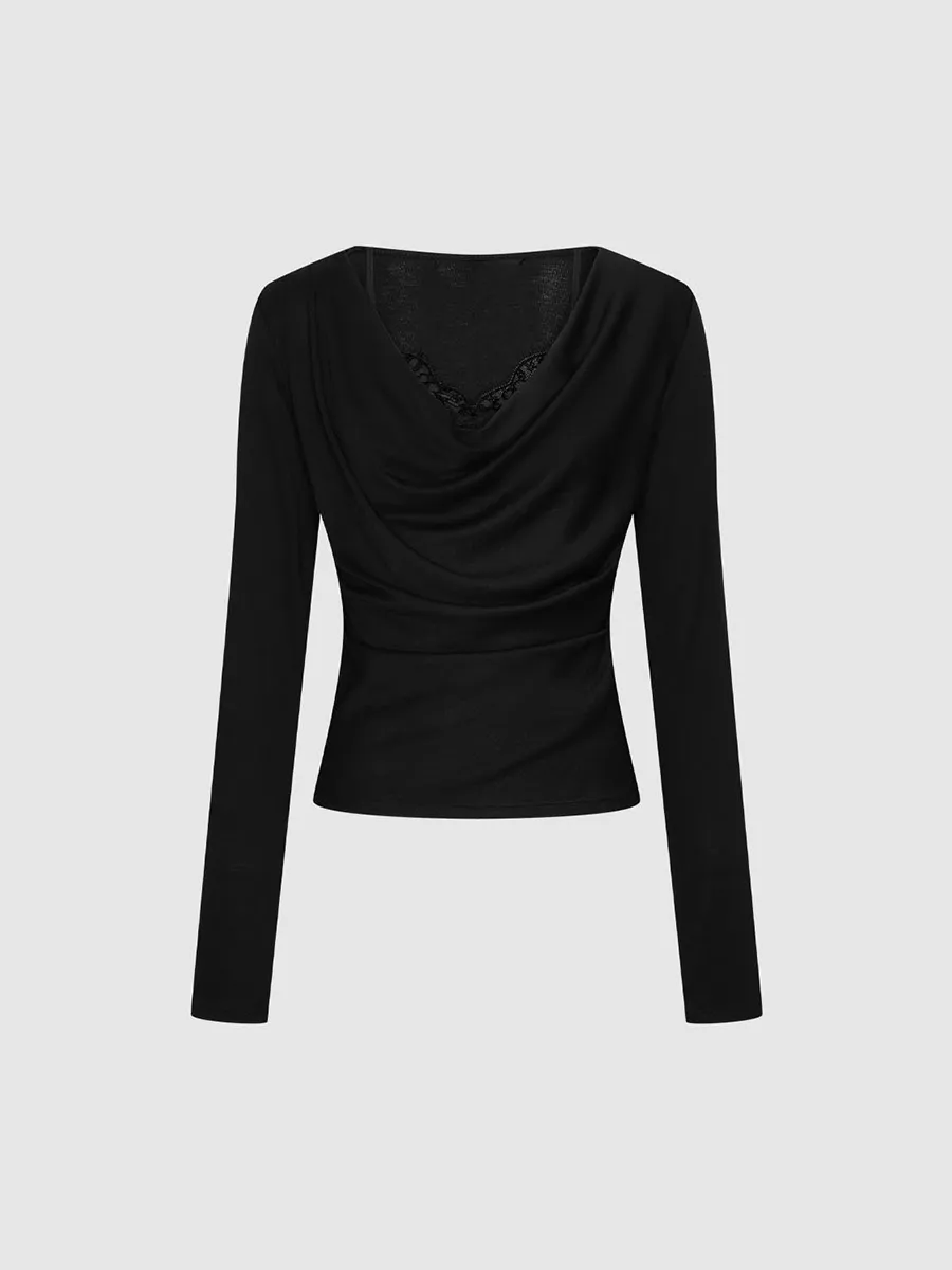 Lady With A Black, Elegant And Stylish T-Shirt