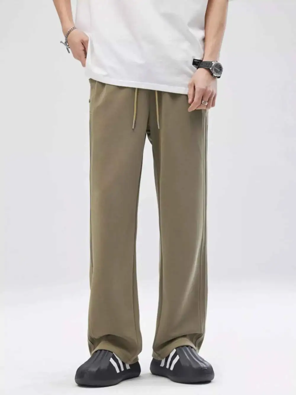 Drawstring Wide Leg Casual Pants
