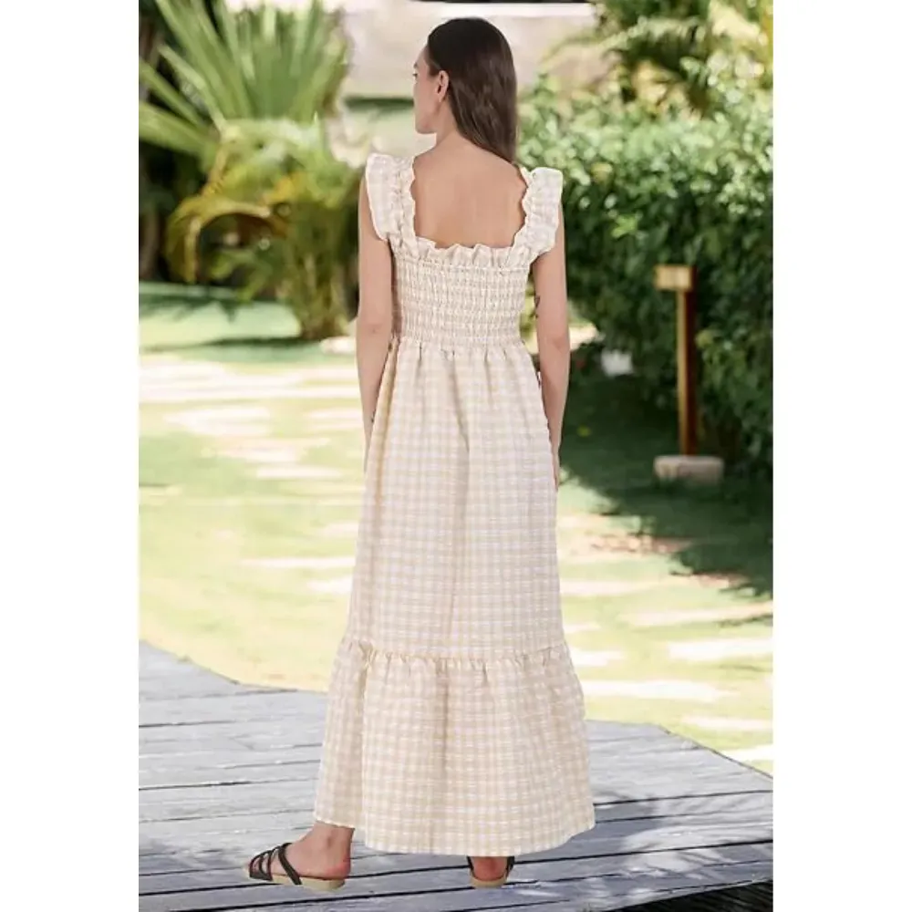 Women's Retro Plaid Smocked Dress