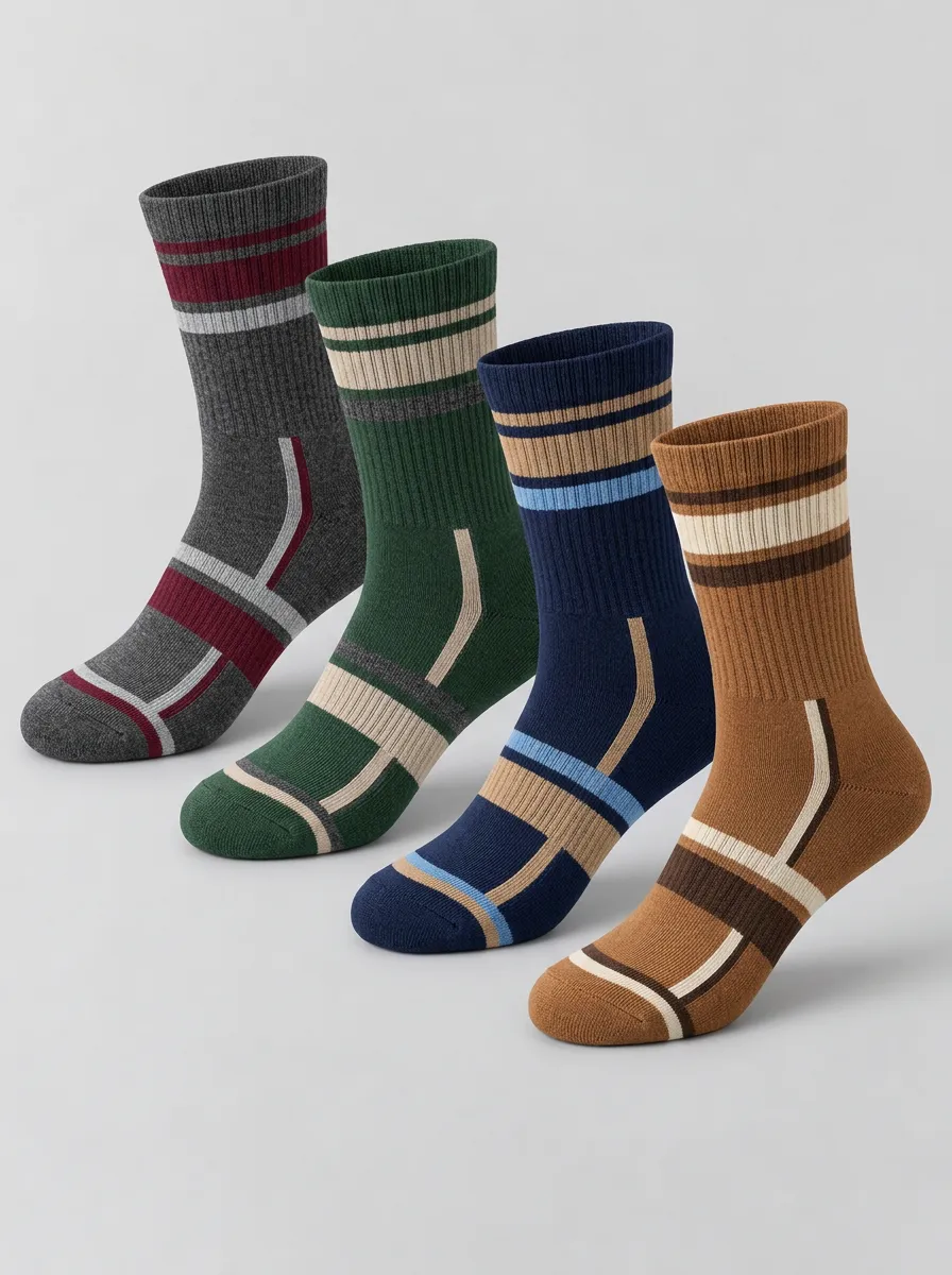 Men's Multicolor Striped Crew Socks 4-Pack