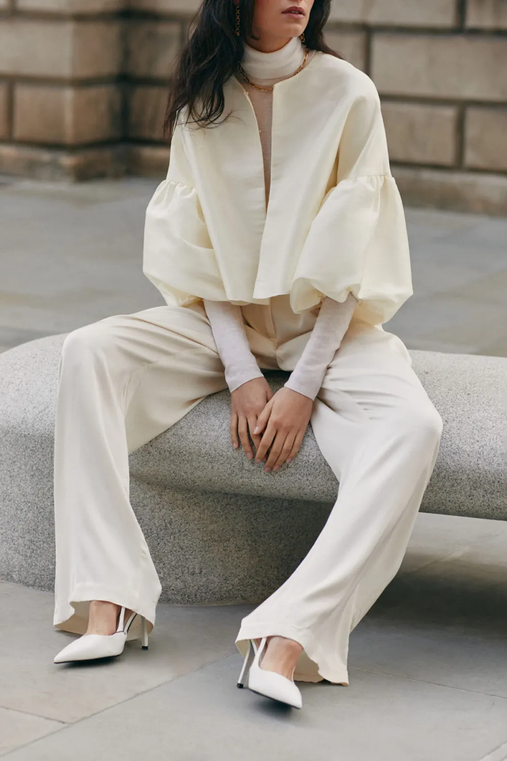 Wide Leg Crepe Trousers