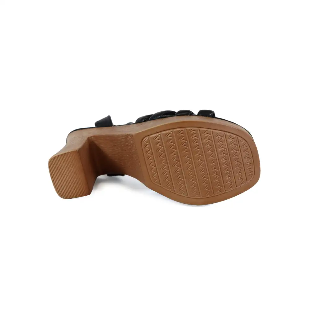 Padded Multi Strap in Wooden Heel