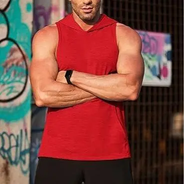 🔥Last Day 49% Off-Men's Solid Kangaroo Pocket Hooded Sports Vest Loose Fit Sleeveless Fitness Hoodie for Summer Gym Workout Running Fathers Day Gift Training Shirt Modern Sportswear