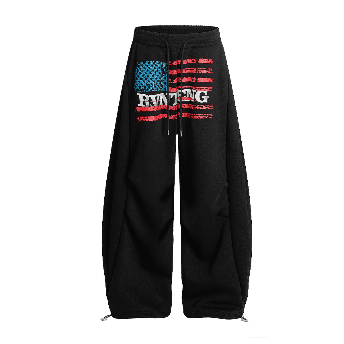 Vintage Flag Print Curved Sweatpants