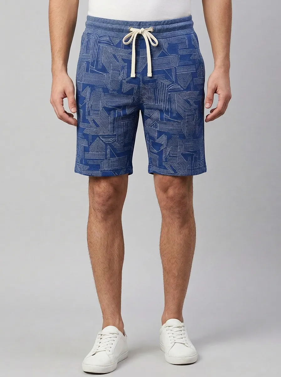 Men's Geometric Relaxed-Fit Printed Sweat Shorts