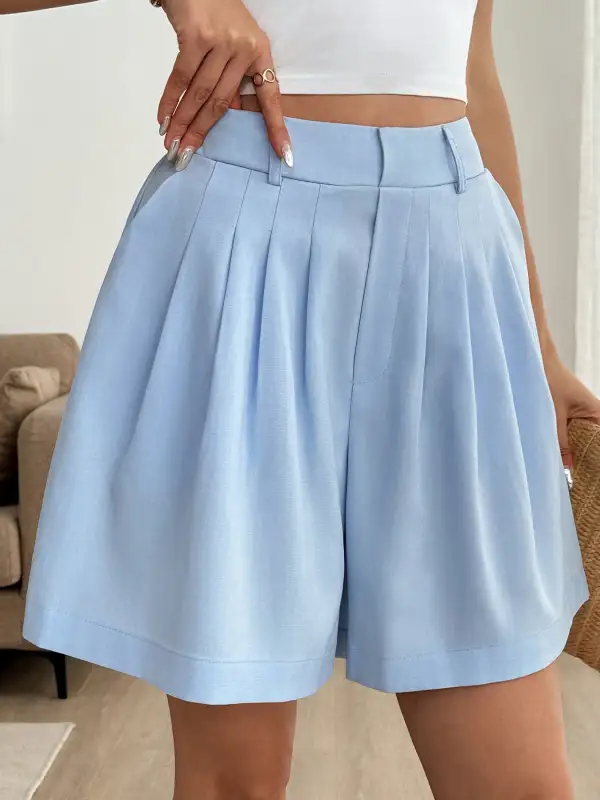 Pleated Front Shorts