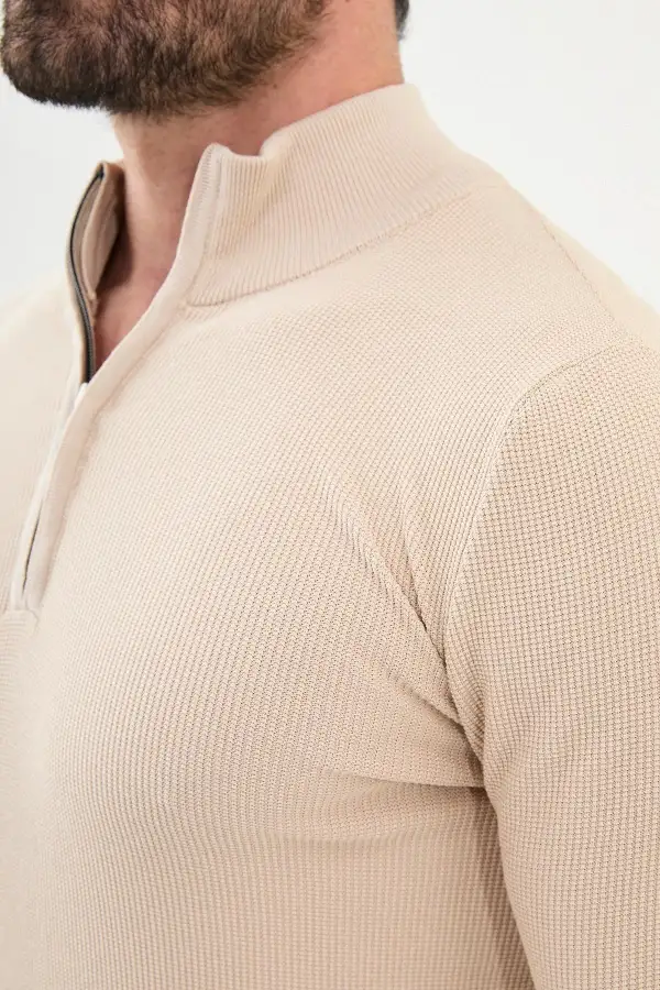 Modern Half Turtleneck Zip Knit Sweater