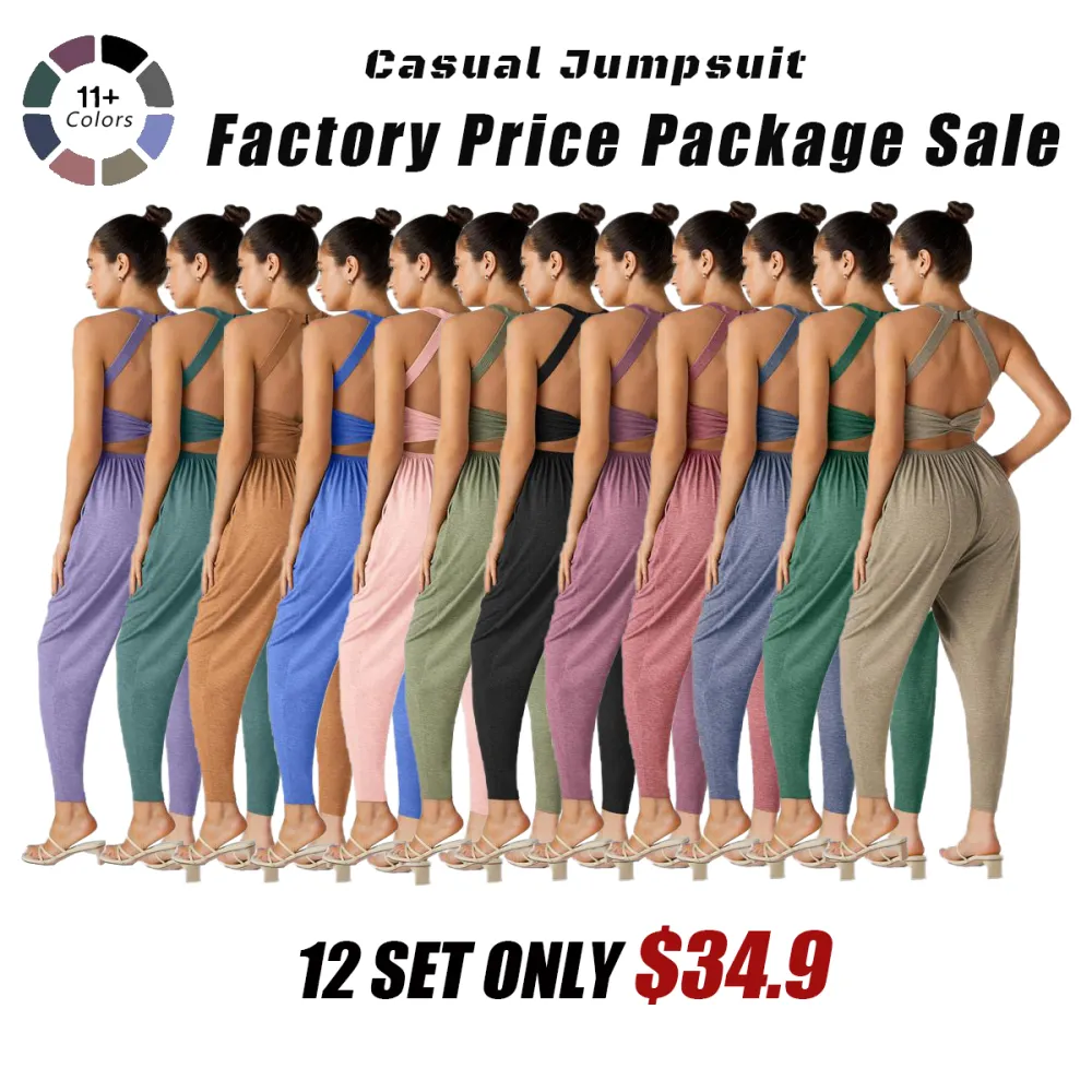 Backless Twisted U Neck Side Pocket Harem Casual Jumpsuit – Easy Peezy Edition 🔥 Limited-Time Offer — 50% OFF Today Only!