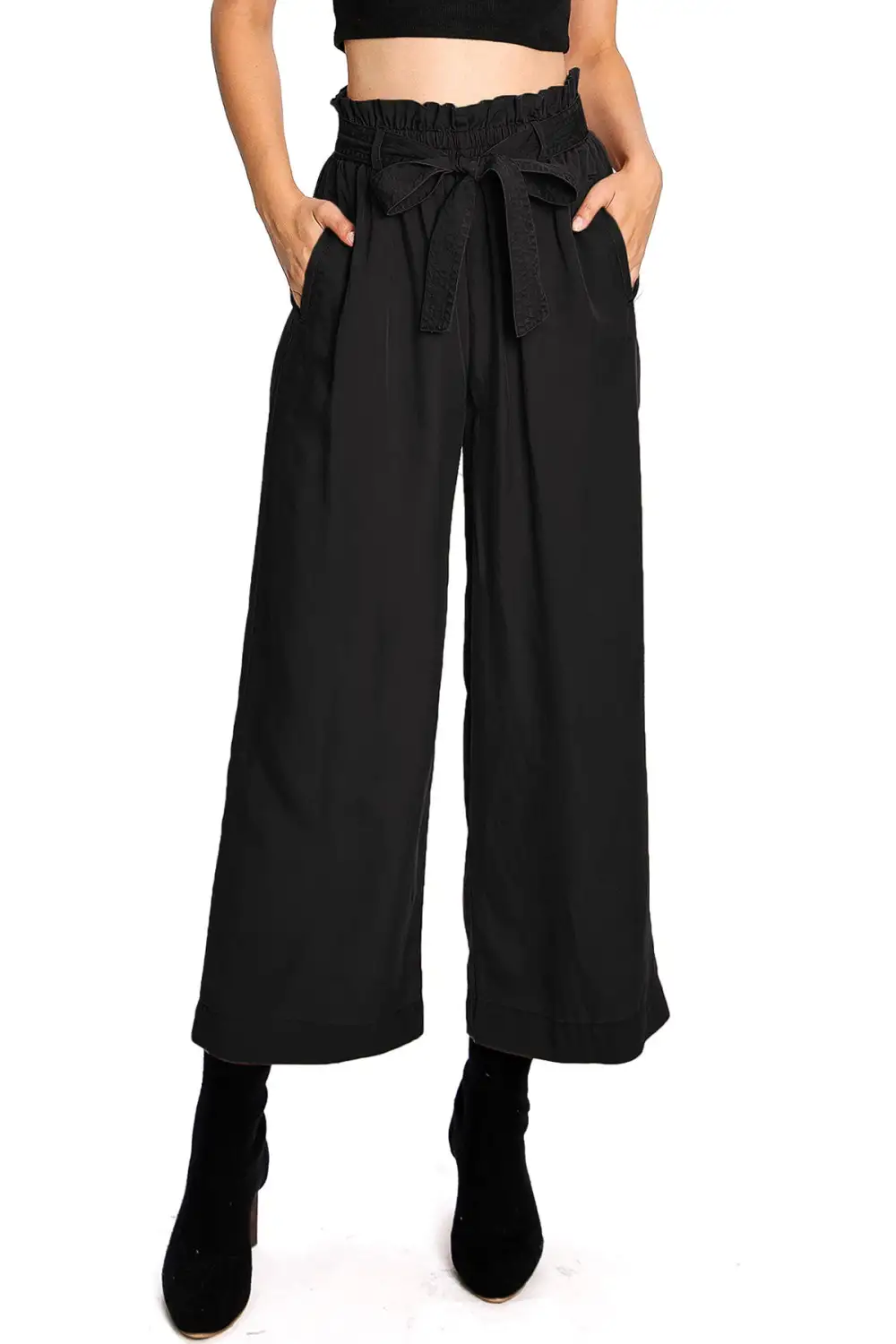 Light Blue High - Rise Drawstring Culottes