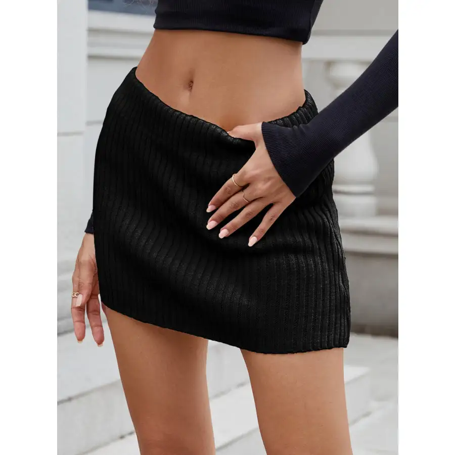 Ribbed Mini Sweater Skirt