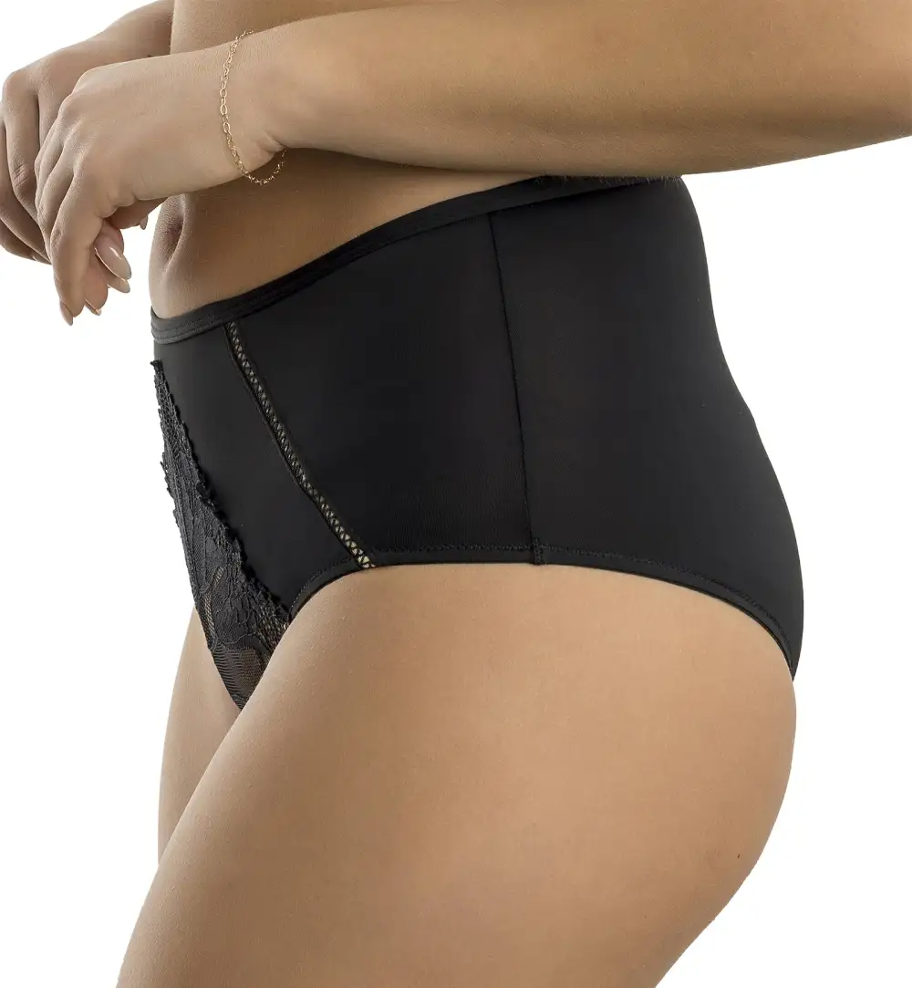 Classic High-Waist Lace Cotton Full-Coverage Brief Panty