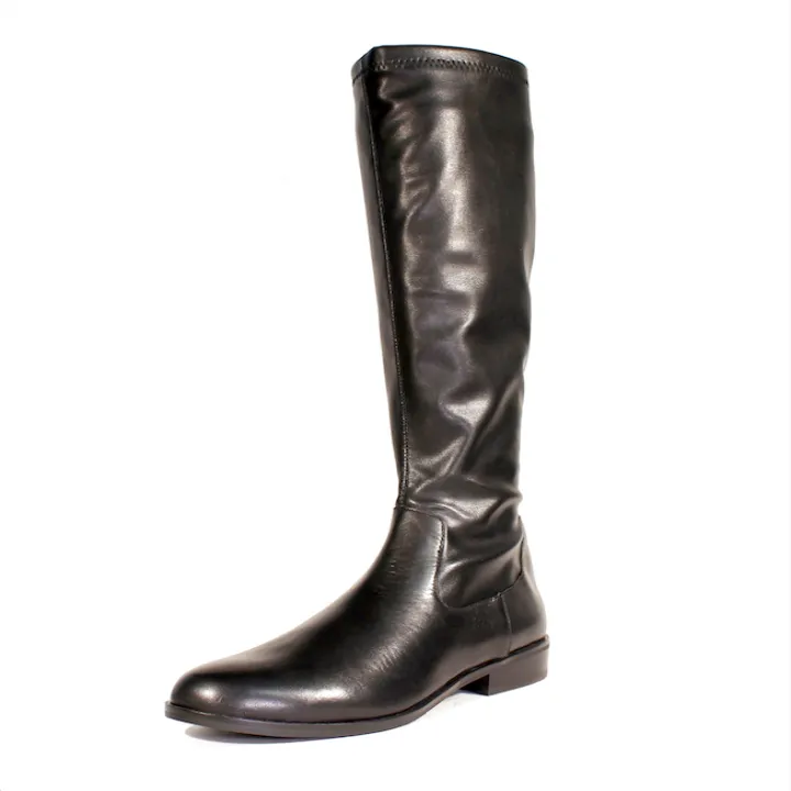 Leather Suede Elastic Knee High Boots