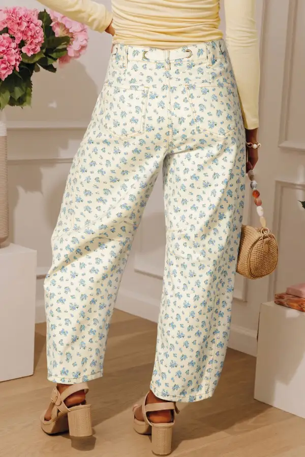 High Waist Floral Leg Jeans