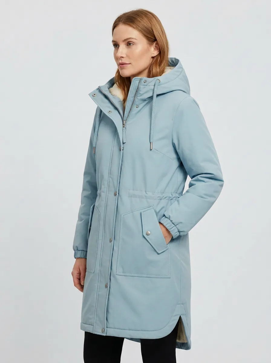 Versatile-Layer Fleece-Lined Hooded Long Parka Coat