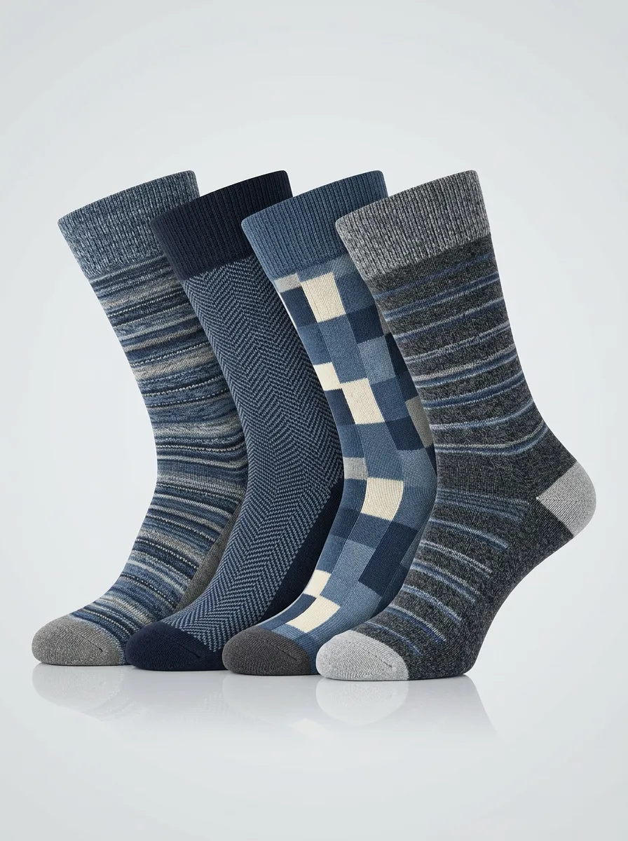 Daily Geometric Printed Style Men's Four Pair Socks