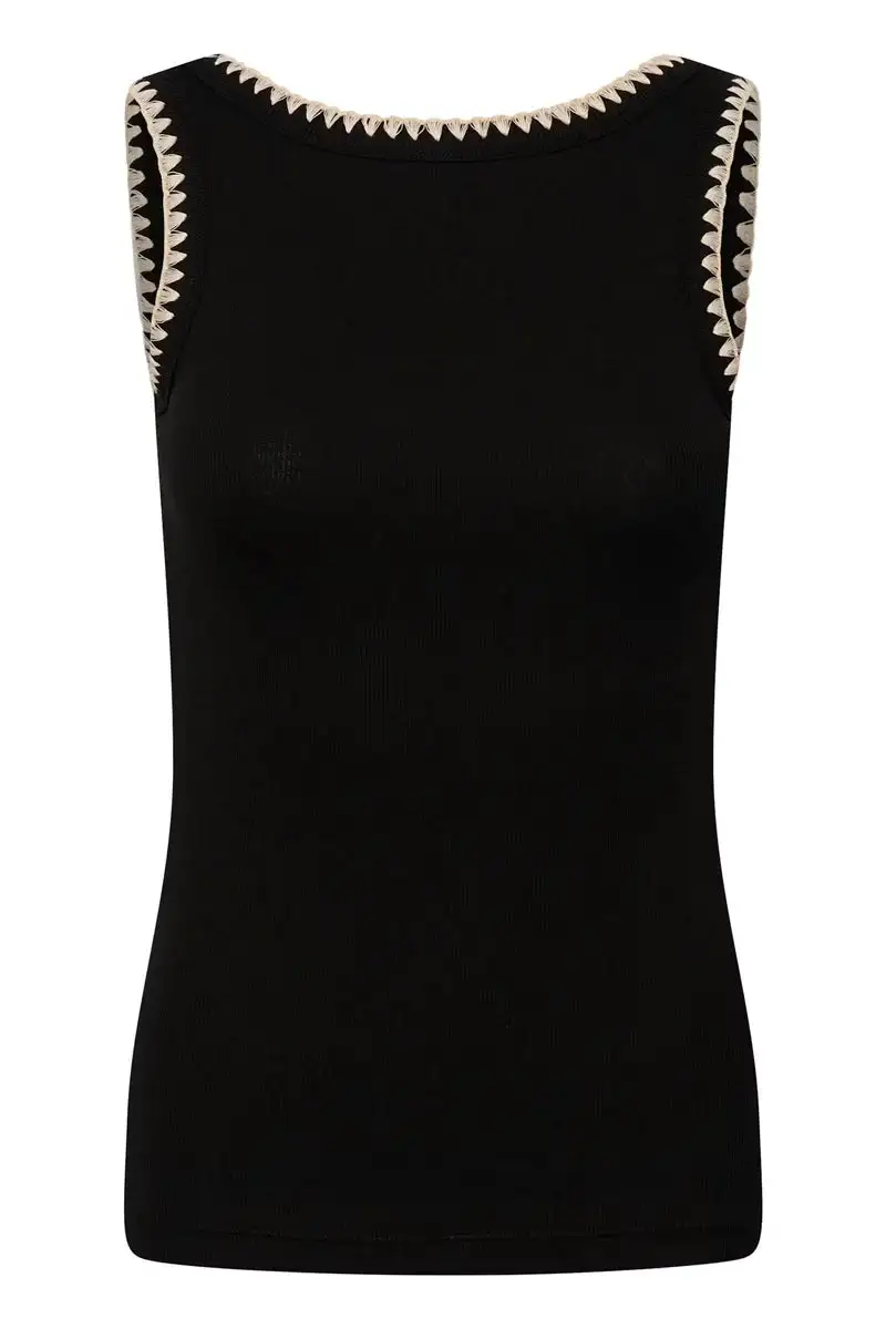 Contrast Stitched Scoop Tank