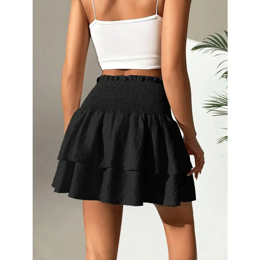 Smocked Layered Mini Skirt
