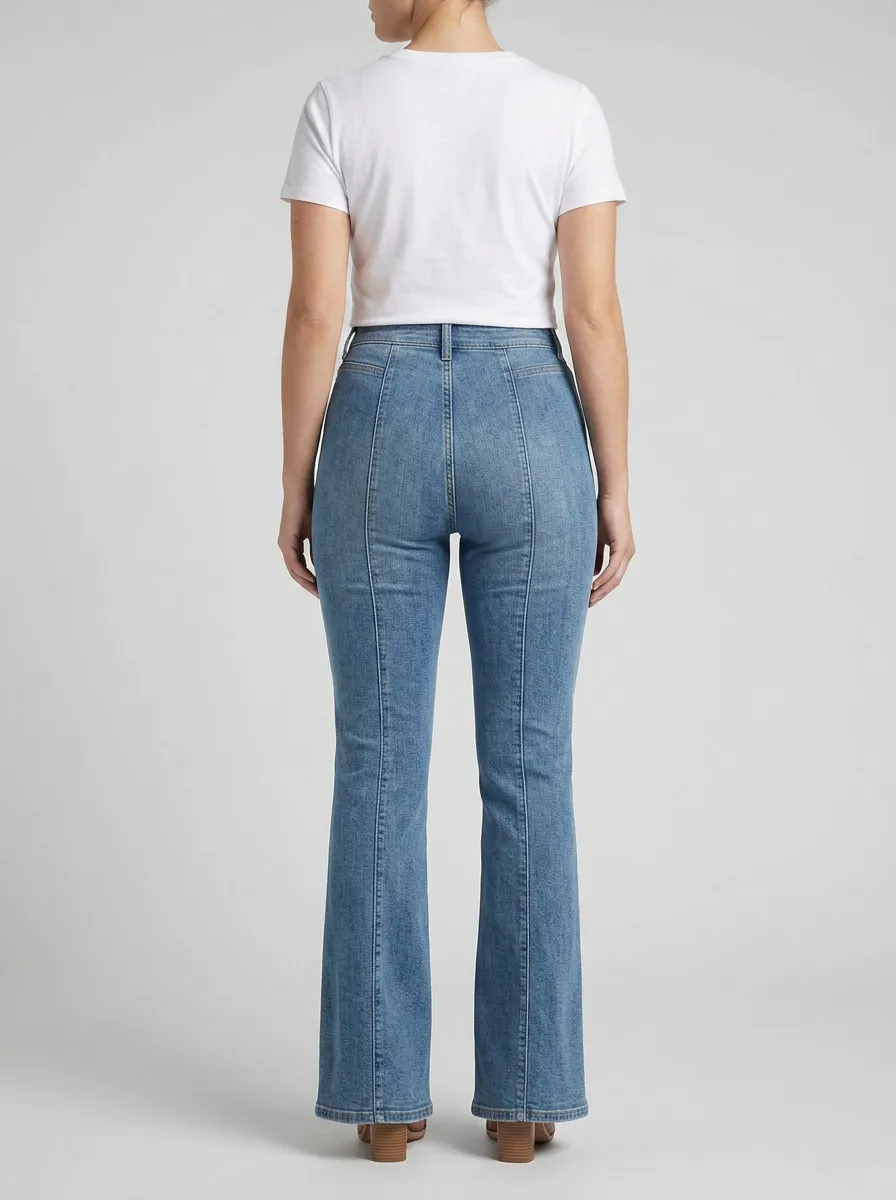 Women's Classic Graphic Print High Rise Flare Jeans