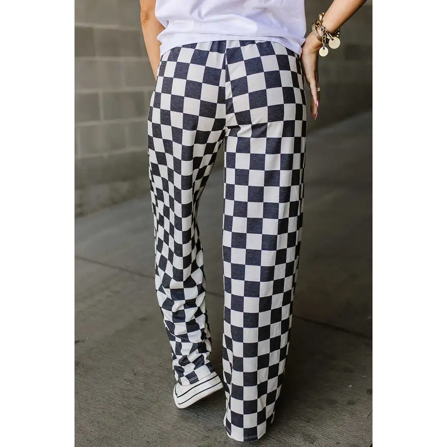 Checkered Wide Leg Pants