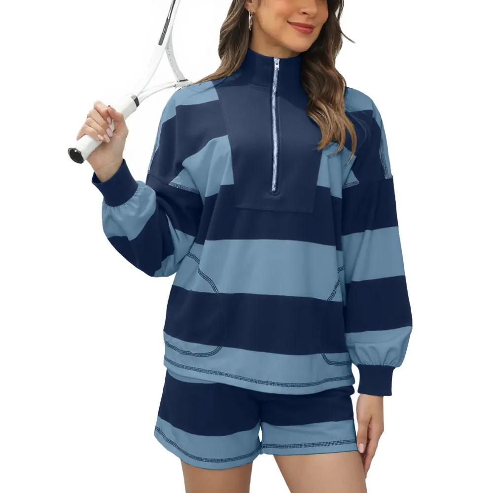 Women's Casual Striped Long-Sleeve Suit