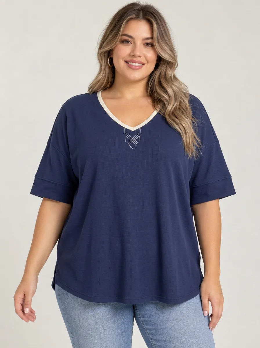 Everyday Comfort Plus Size V Neck Relaxed Fit Women's Plus Size V Neck Relaxed T Shirt