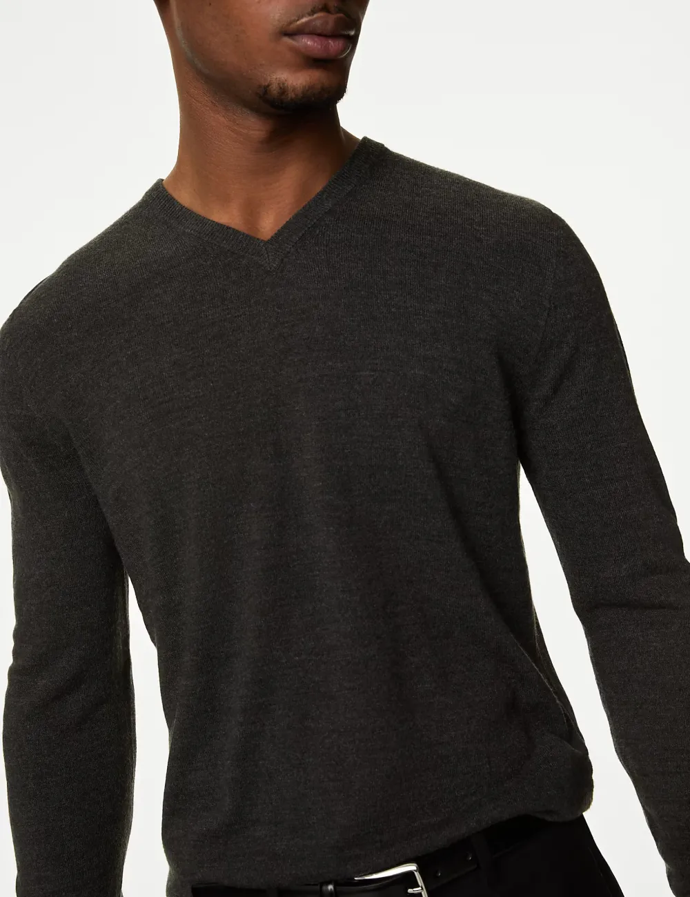 V-neck Long-Sleeved Knitted Sweater