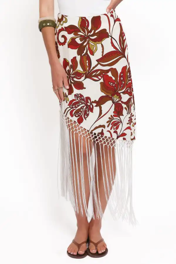 Floral High Rise Asymmetrical Skirt