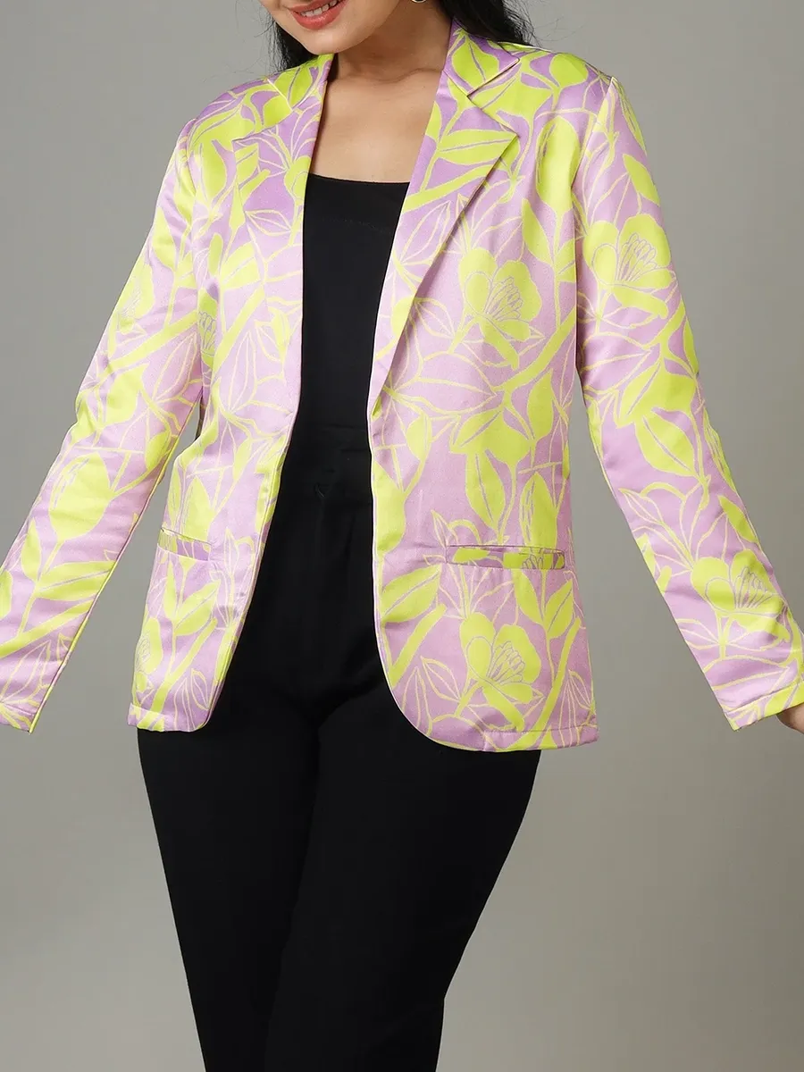 Modern Style Women's Jacket With Vibrant Colors And Splashy Flowers