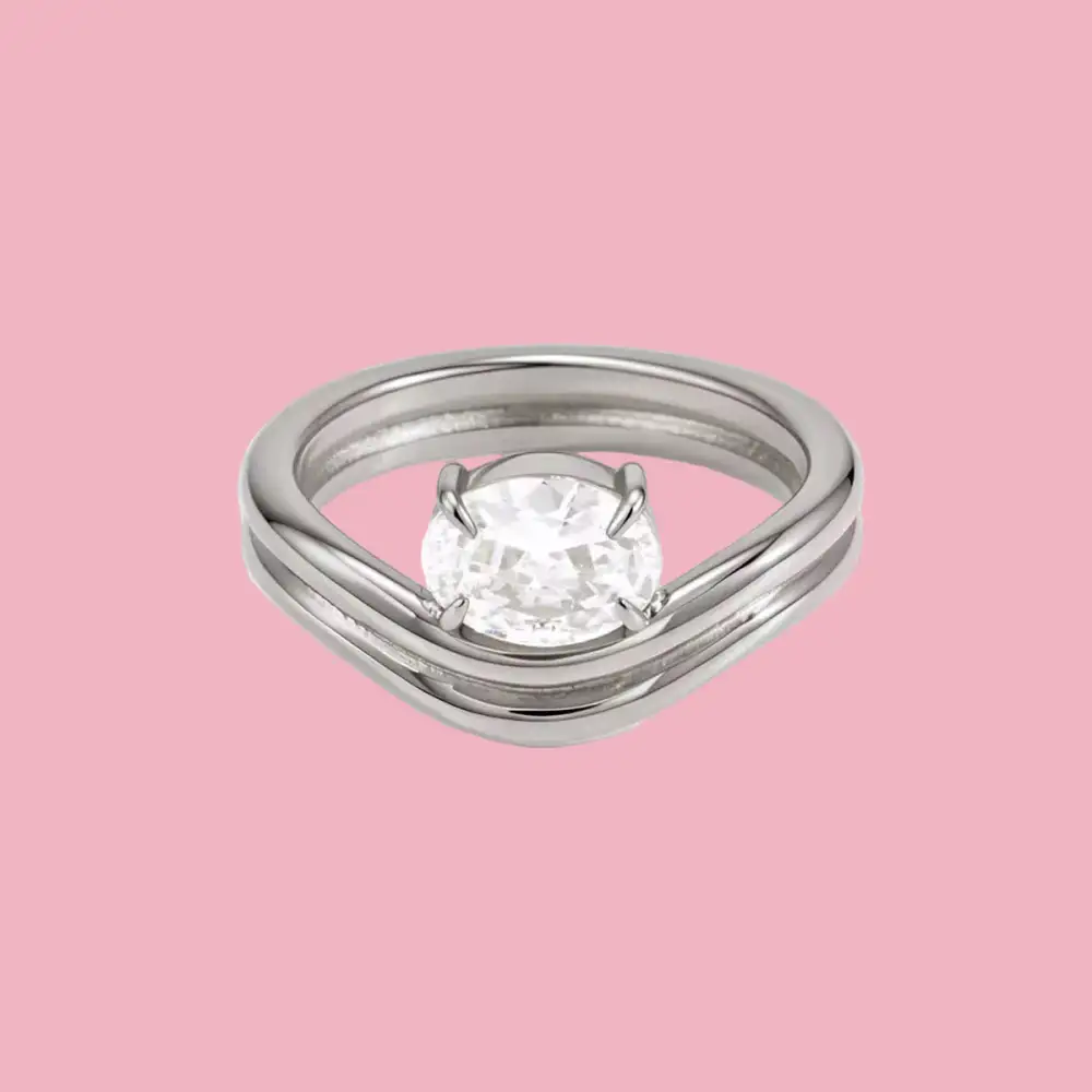 Wavy Stone Accent Ring